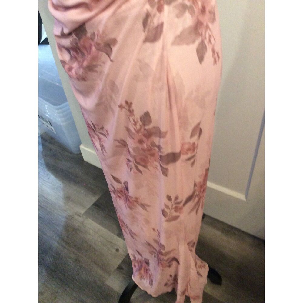 Y2K Romwe Pink Floral Strapless Cross Straps Ruched Maxi Dress XL (12) - Picture 3 of 7